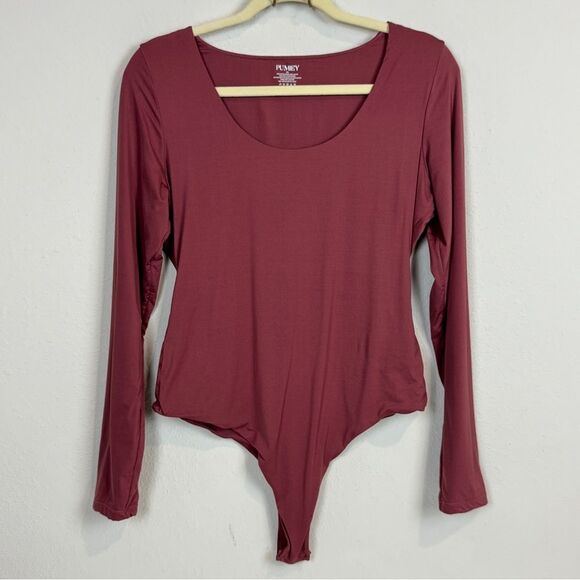Pumiey Tops - Pumiey Long Sleeve Soft Bodysuit Marsala  2XL